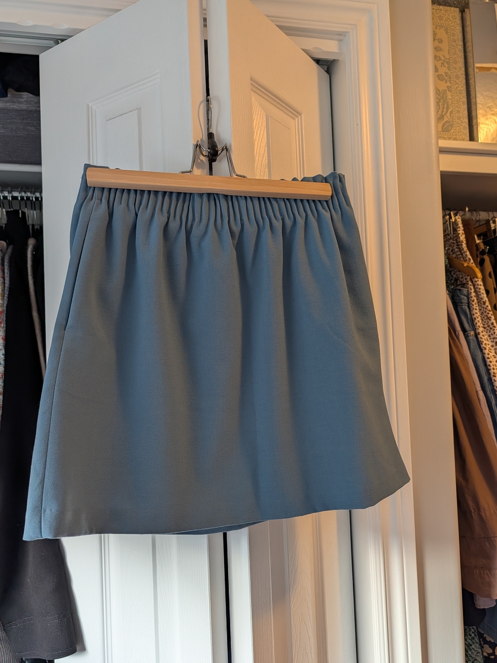 J. Crew Slate Blue Elastic-Waist Mini Skirt